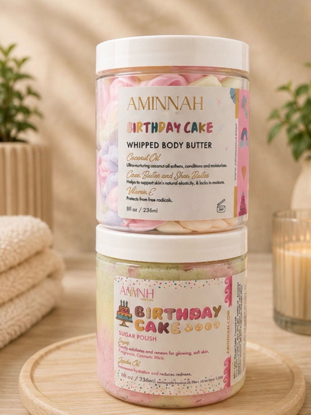 Aminnah (NWT) Birthday Cake Whipped Body Butter & Sugar Polish